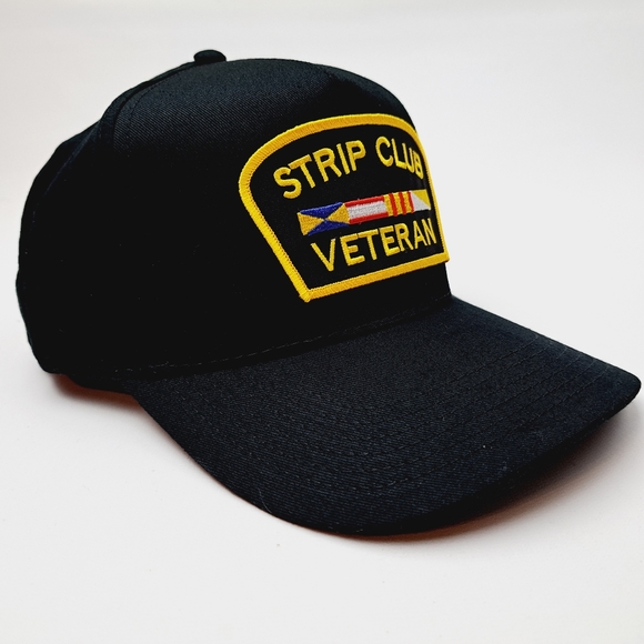 Strip Club Veteran Embroidered Patch Cap Hat Mesh Strapback Black 100% Cotton - Picture 3 of 5